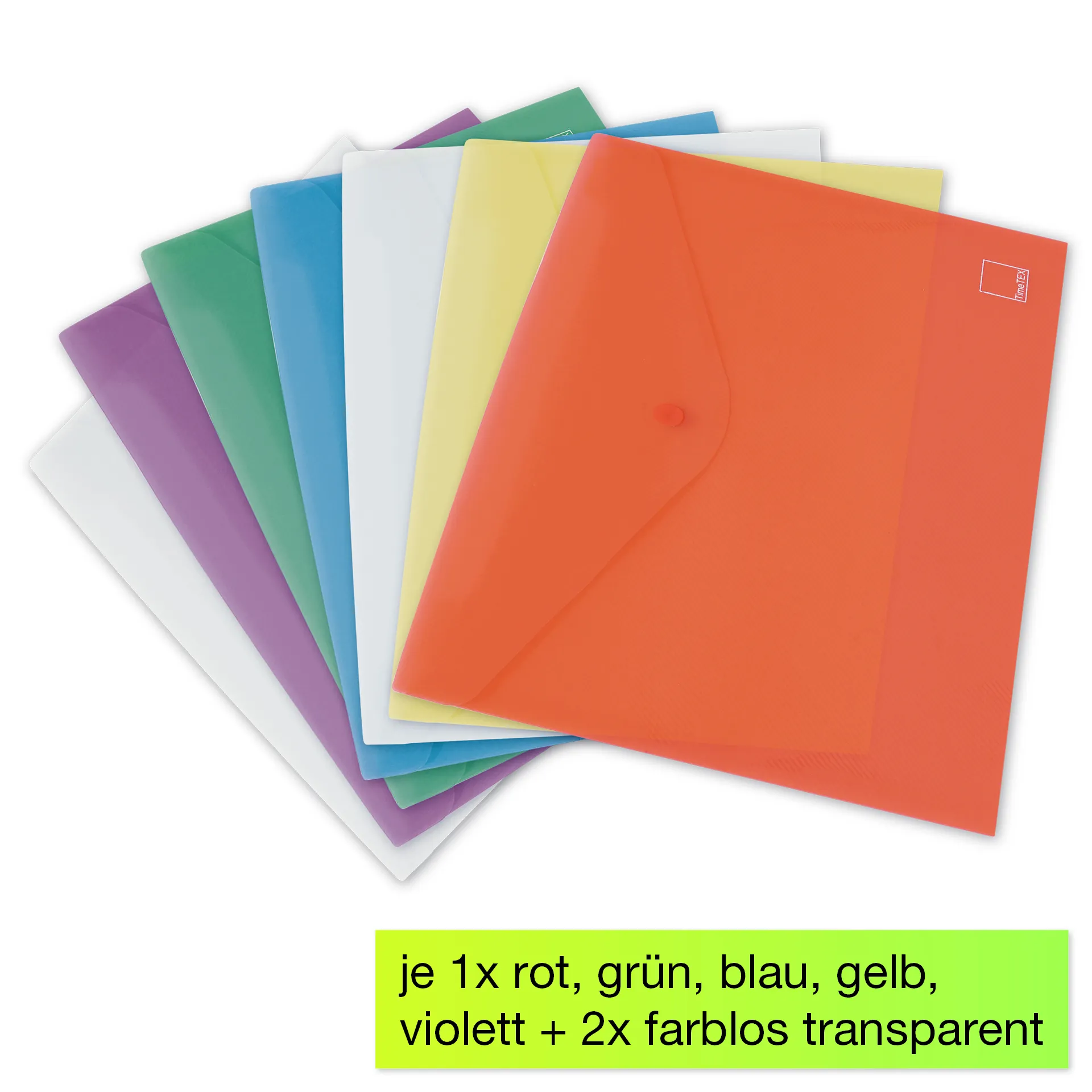 Set Dokumentenmappen A4, 7-tlg., farbsortiert