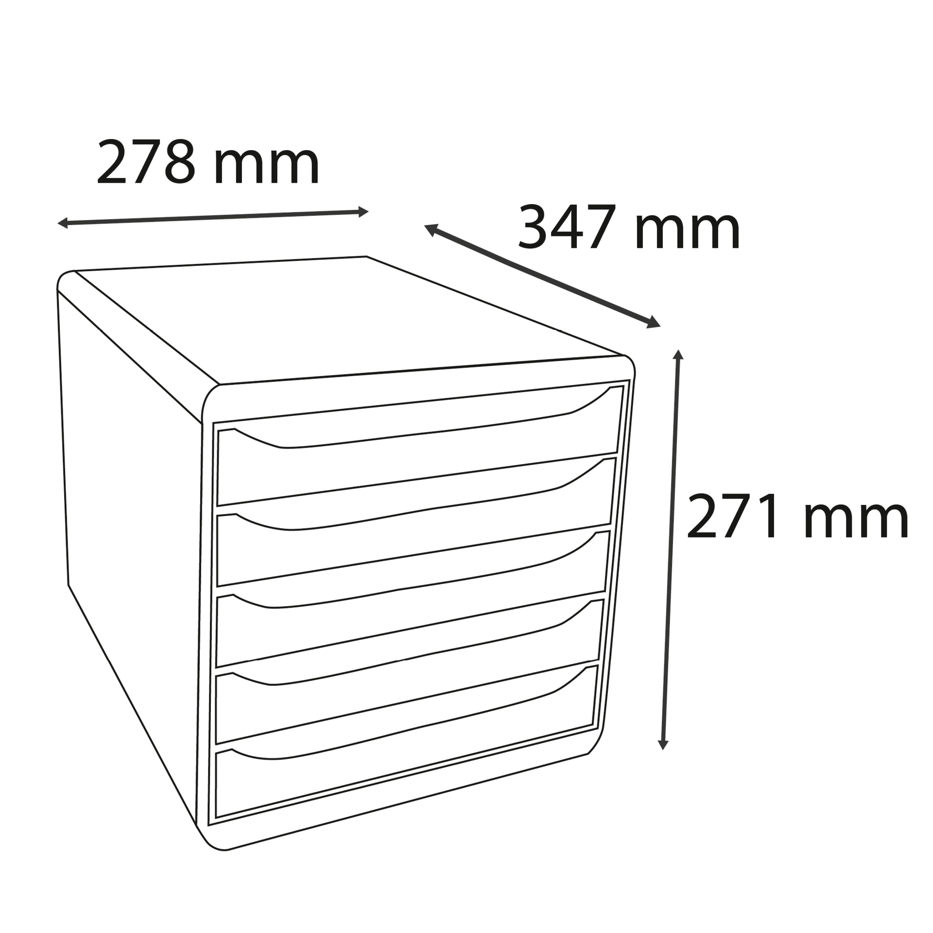 Schubladen-Box A4 "Regenbogen", Kunststoff mit 5 Schüben Schubladen-Box A4 "Regenbogen", Kunststoff mit 5 Schüben
